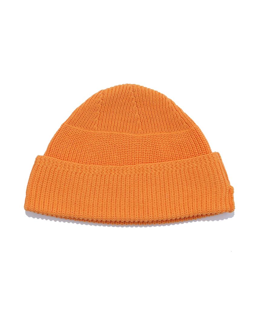 VERSE ONE Faux Leather Logo Patched Watch Cap Orange