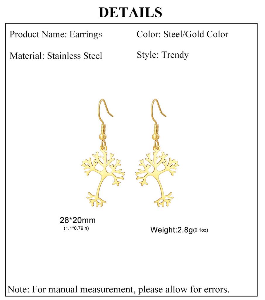 Cazador Science Biochemistry Neuron Earrings for Women Stainless Steel Tree of Life Drop Earrings Jewelry Gift 2026 Vintage