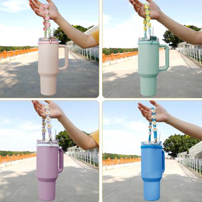 Griffband für Wasserflasche, handgefertigt, Blume, 16–40 oz, Silikon-Sicherheitsring, Baumwollseil, Blumen-Schlingenhalter, Trägerband, Becher-Zubehör