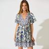 Spot supply New fungus edge short skirt human cotton positioning flower bohemian dress