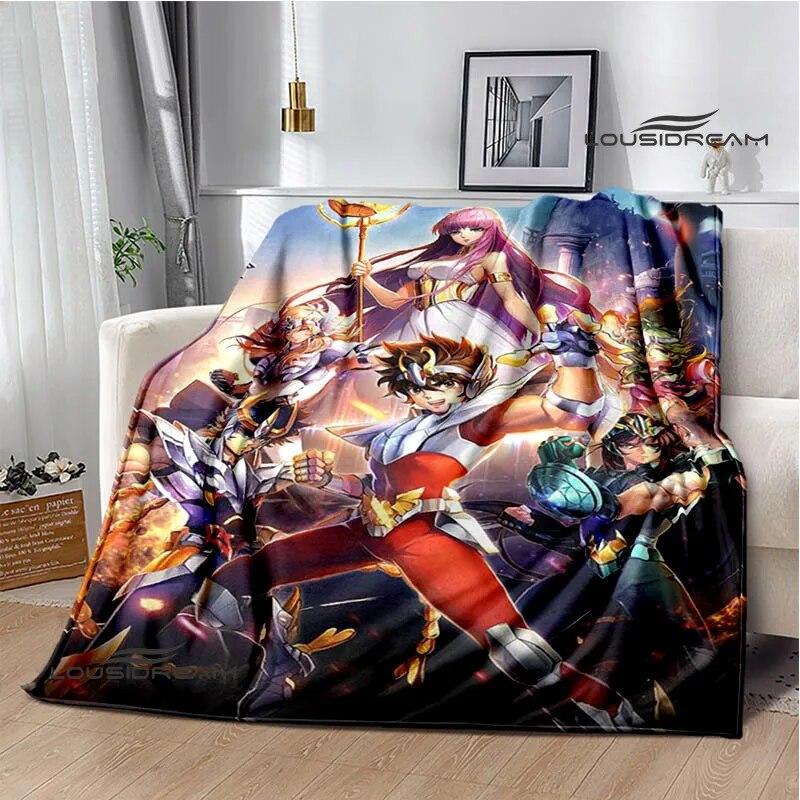 Knights of the Zodiac Cartoon Printed Blanket Flannel Warm Blanket Soft and Comfortable Blanket Bed Linings Birthday Gift