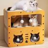Rascador para Gatos Casa de Cartón Molienda de Uñas para Gatos Pequeños, Medianos y Grandes Durmiendo