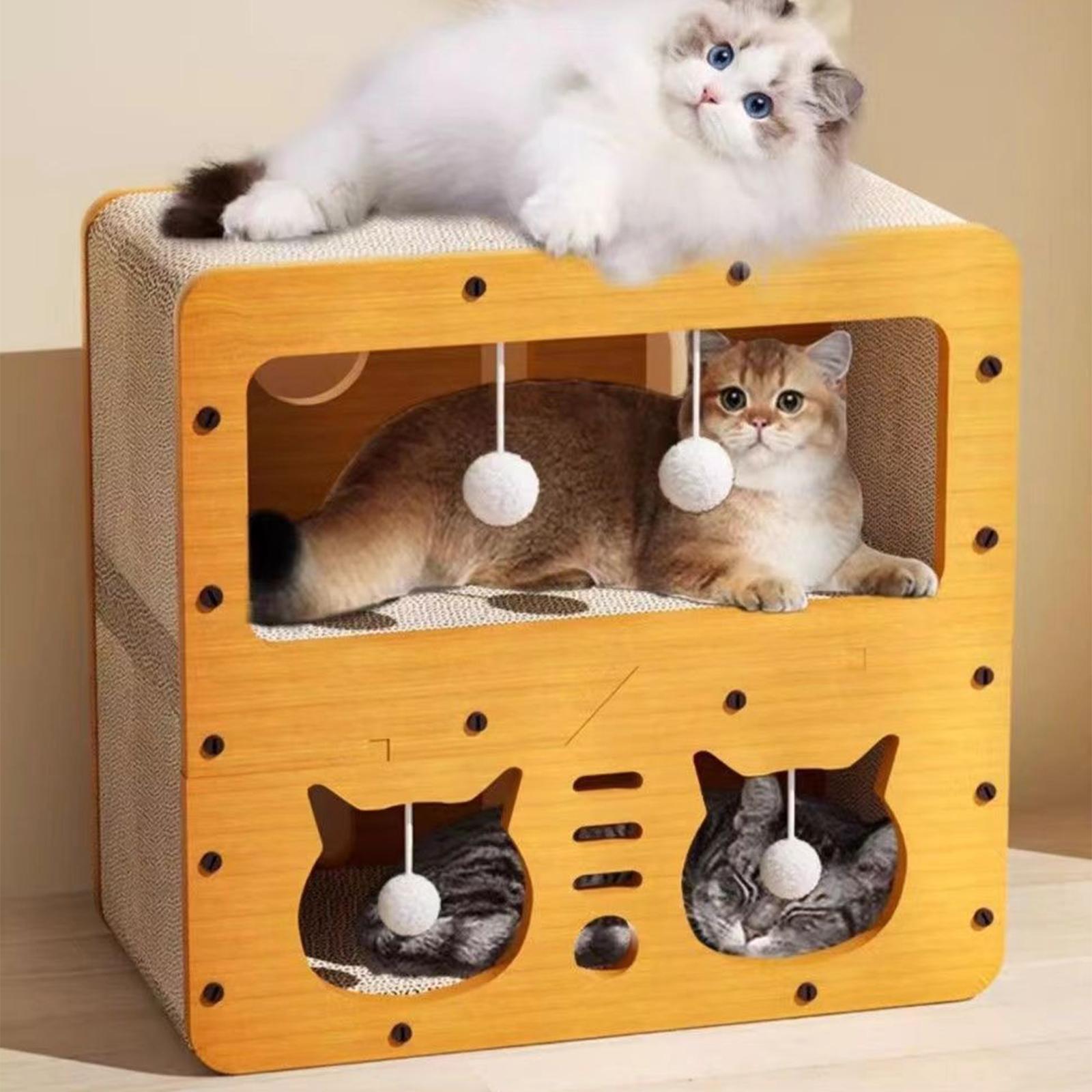 

Когтеточка Картонный домик для стачивания когтей для маленьких, средних и больших кошек для сна