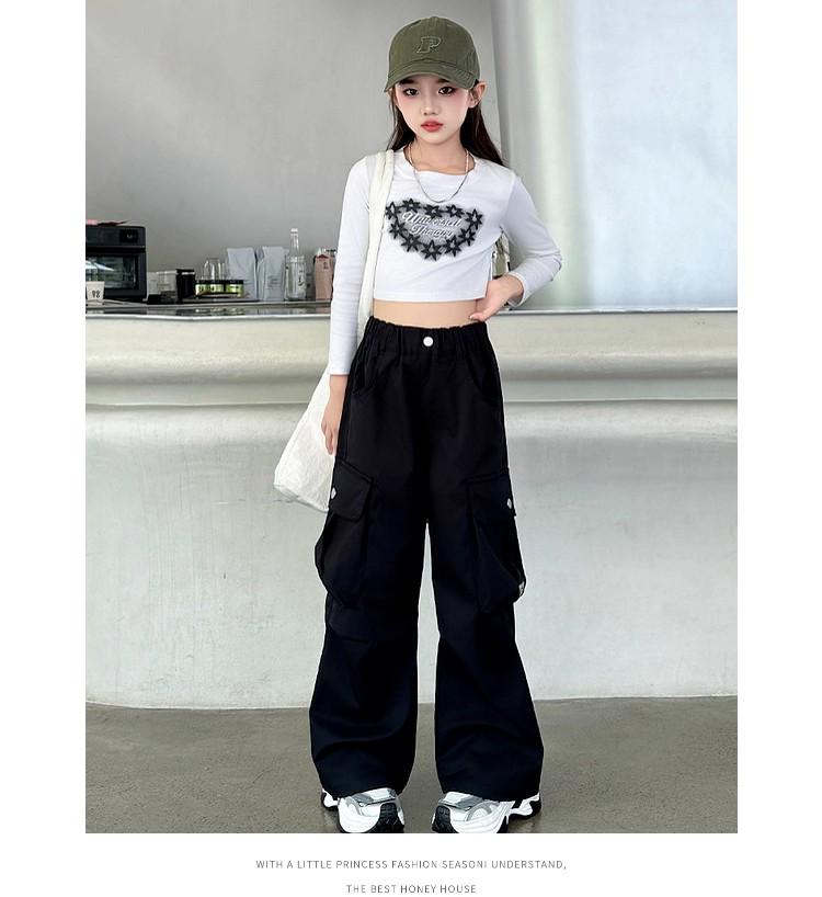 Mädchen Cargo Hose - 2025 Neuer Stil Frühling & Herbst, Lockeres gerades Bein für mittlere & große Kinder, Ideal für Tanz & Sommerbekleidung.