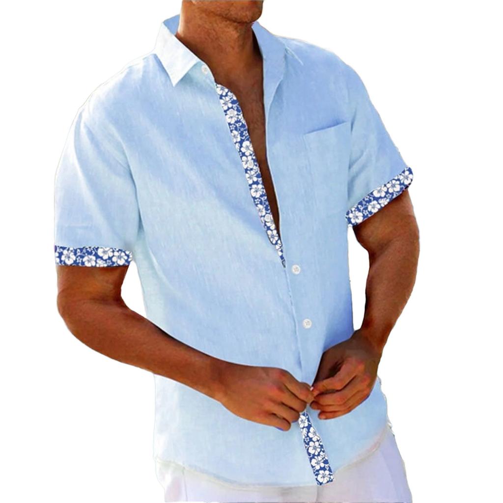 Pánská vintage letní plážová košile s krátkým rukávem na knoflíky na bowling
