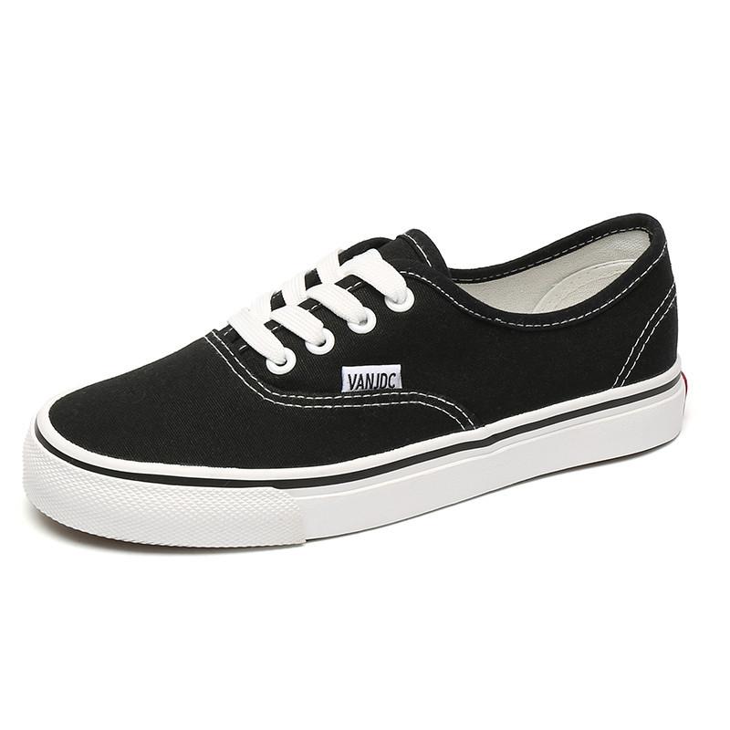 Fritidssko Canvas Sneakers Dame Utendørs Ensfarget Grunne Sportssko Tennis Dame Streetwear Snøresko Vulkaniserte Sko