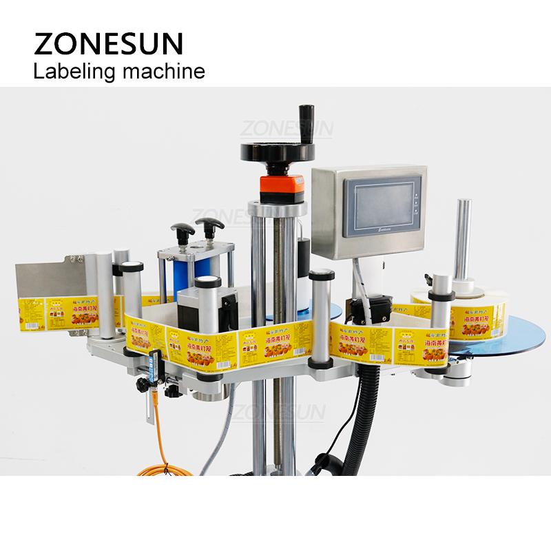 ZONESUN ZS-TB852 Automatic Round Bucket Labeling Machine Tabletop Jar Label Applicator Sticker Labeler Label Dispenser