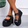 Lolita Niedliche Mary Janes Pumps Plateau Wedges Hohe Absätze Damenpumps Süße Gothic Punk Schuhe Damen