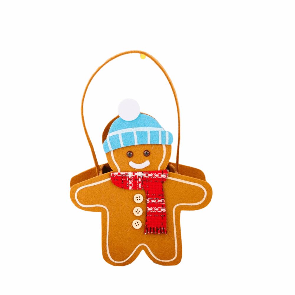 Cute Gingerbread Man Christmas Gingerbread Tote Bag Candy Pattern Chocolate Cookies Design Christmas Gift Bag Christmas Theme