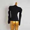 Spring & Fall New Arrival Fashion Bubble Shoulder Long Sleeves Inner Wear Bottoming Shirt for Women Silm Slimming Sweater Pullover All-Matching Tops