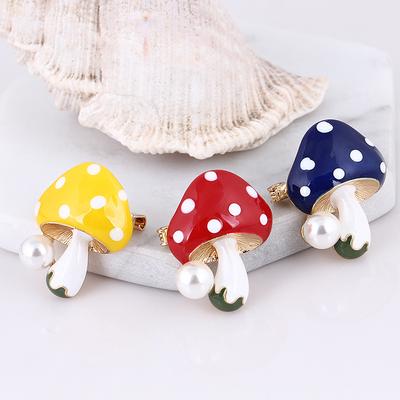 Cute Pearl Mushroom Anti-fade Small Brooch Corsage Jumper Cardigan Neckline Pin Silk Scarf Cufflinks Assembled Accessories for Women Cute BFF Gift