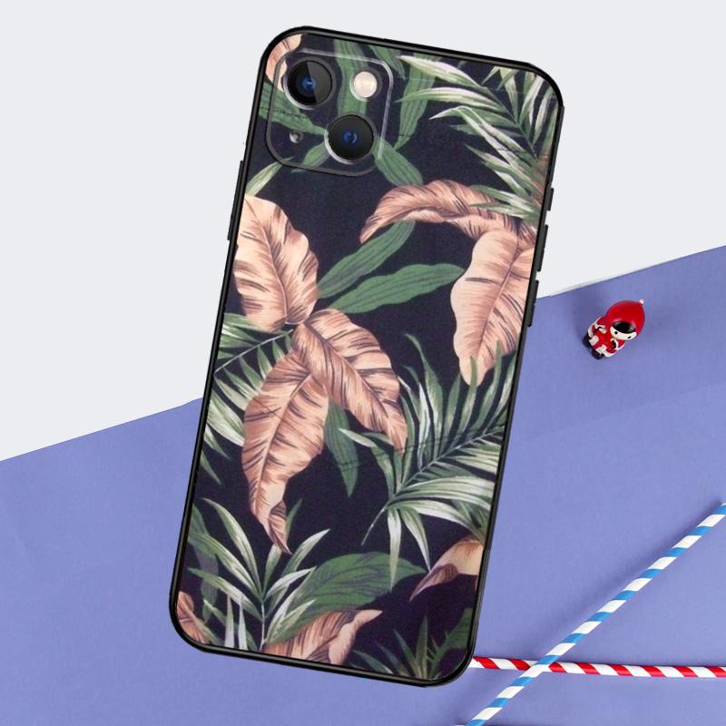 Tropical Leaves Banana Leaf Phone Case For iPhone 16 15 Pro Max 12 13 Mini 11 14 Pro Max XR 16 15 Plus 16e Cover Coque