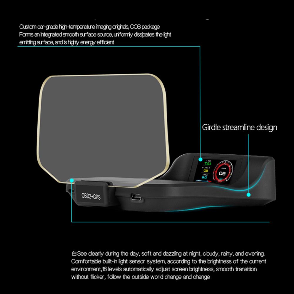 Car HUD Display OBD meter GPS Diagnostic Car Diagnostic Tool Scanner Auto Rder with Fatigue Warning Excessive Alarm for All Cars