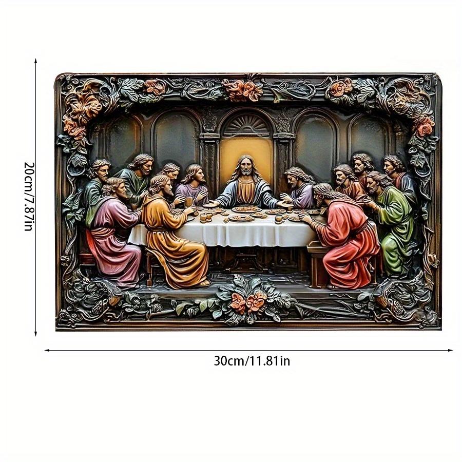 

2d Плоский 30*20м, Квадратний дерев яний настінний арт на тему Таємної Вечері, Яскрава релігійна сцена з Ісусом та учнями, Релігійний настінний декор, для дому, для приміщення 30*20cm