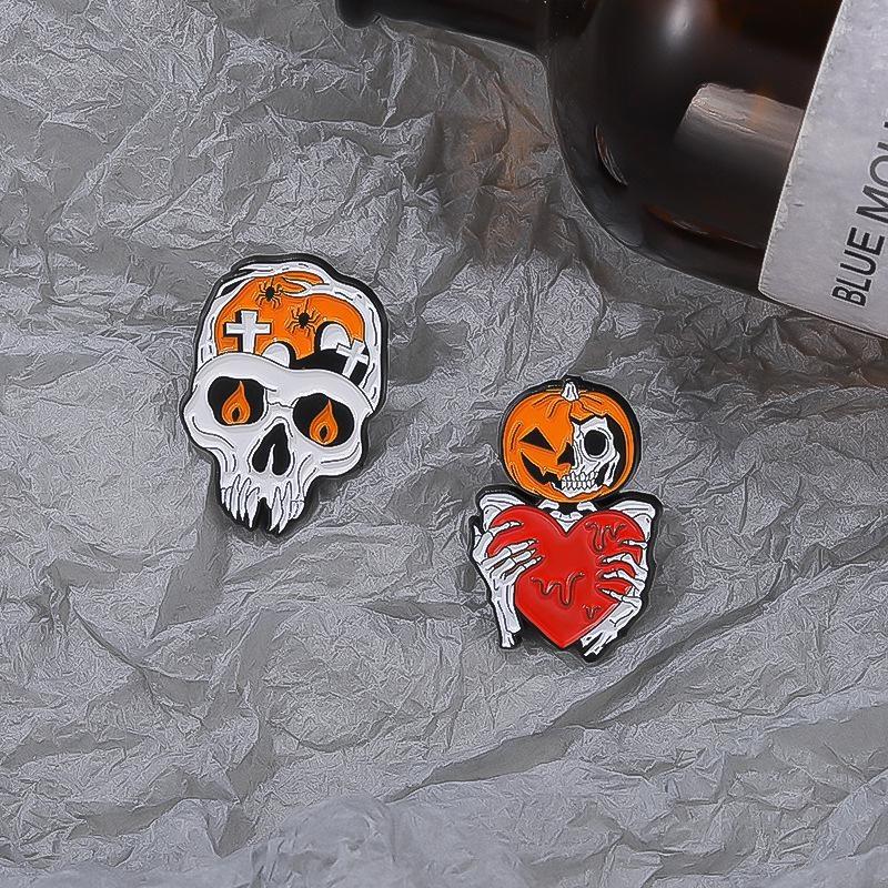 Halloween Enamel Pins Punk Ghost Skull Spider Brooch Backpack Brooch Badge Party Clothing Accessories Gift