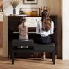 Piano Bench, Piano Stool, Faux Leather, Adjustable Double Seat, Storage, Black