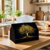 1pc Minimalist Contemporary Symbol Tissue Holder Featuring a Tree of Life In Golden And Black - Fabric Napkin Storage Organizer Suitable for Kitchen,