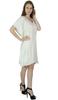 Bimba Women Short White Rayon Kaftan Slight Sheer Coverup Caftan Sleep Shirt