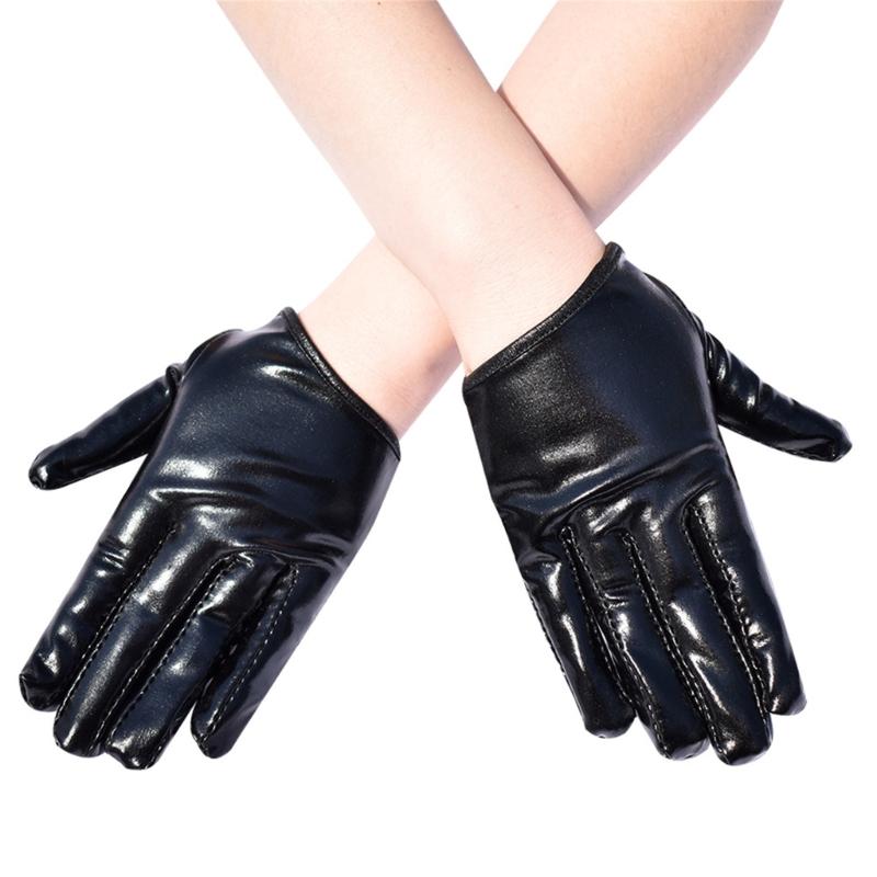 

Stylish Short PU Leather Gloves with Half Palms Design For Women Men Night Club Fashion Accessories Party Wear Gloves чорний