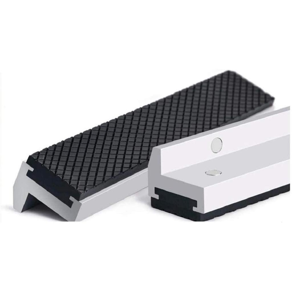 Universal Vise Jaw, 1Pair 3-6Inch Aluminum Alloy Rubber Soft Vice Jaws with 4 Drawer Type Strong Magnet Blocks,non-slip, for Any Metal Vice