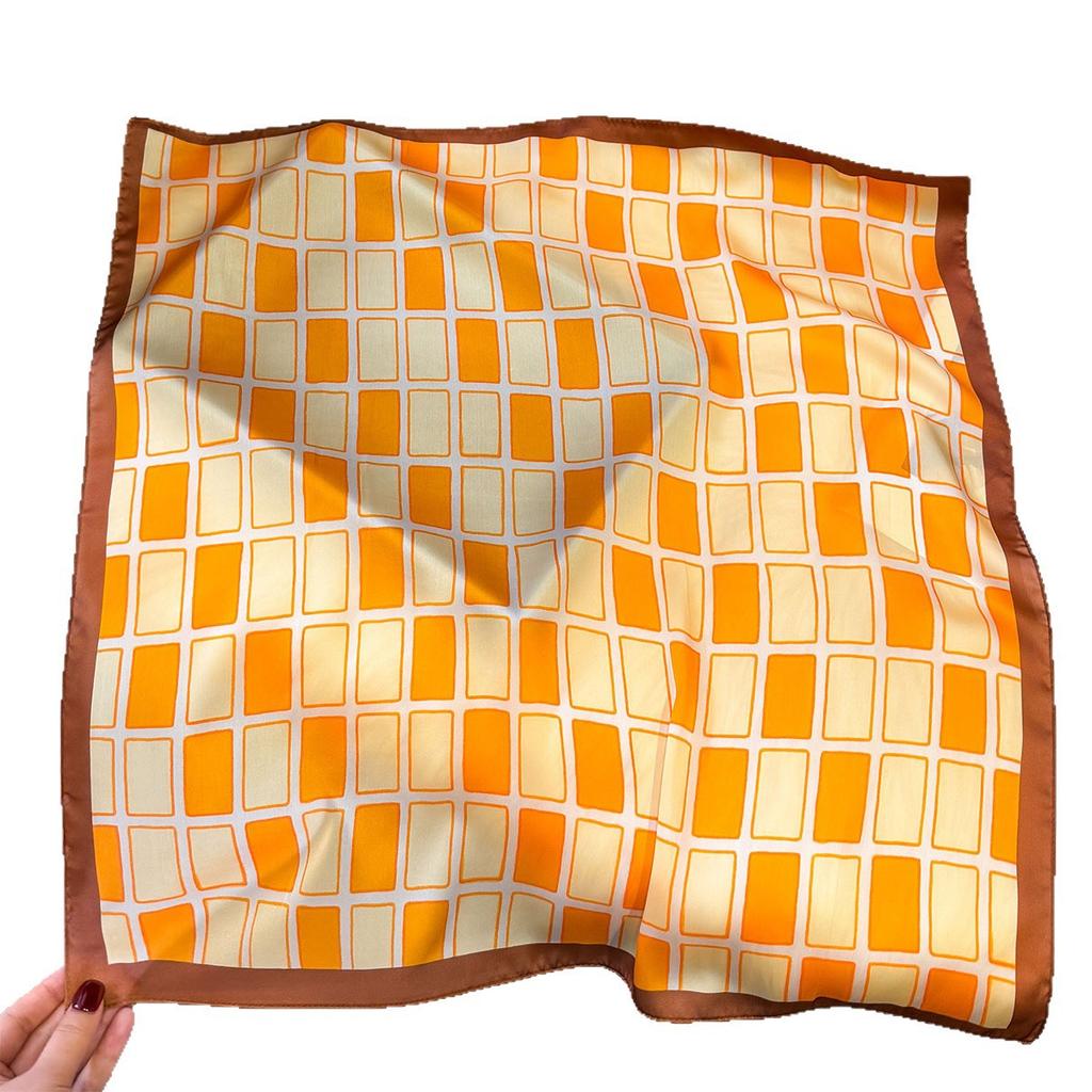 Korean High-end Printed Silk Scarf Women's Thin Neck Protection Neck Small Square Scarf Versatile Fashion Decorative Small Scarf