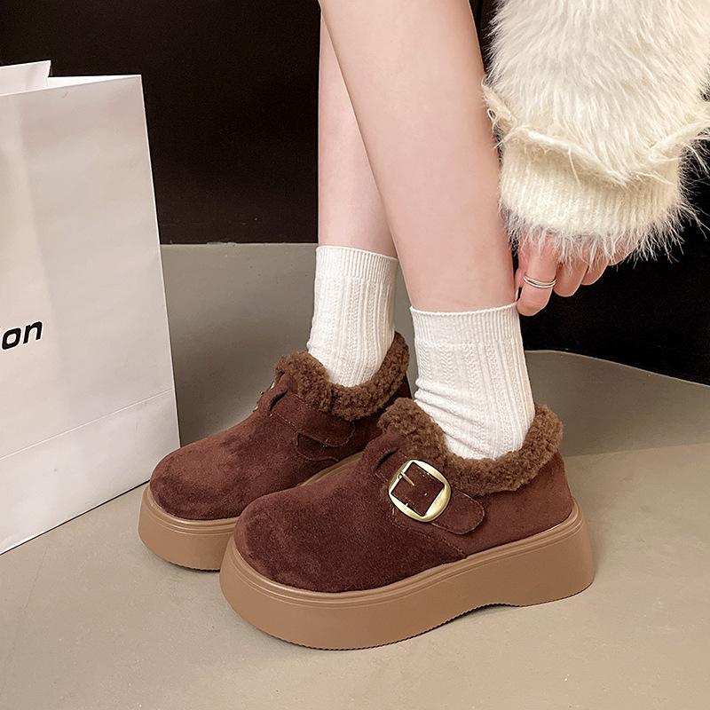 Women's Lightweight Comfortable Thick Soled Winter Warm Snow Boots Padded Lining Non-slip Shock Absorption Wear Casual Sports Fur Cotton Boots