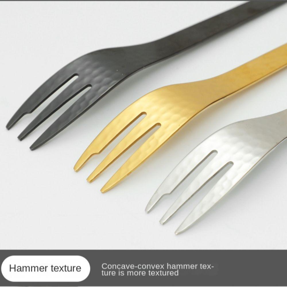 Tableware Teaspoon Creative 304 Stainless Steel Japanese Style Fruit Fork Hammer Pattern Design Stirring Spoon