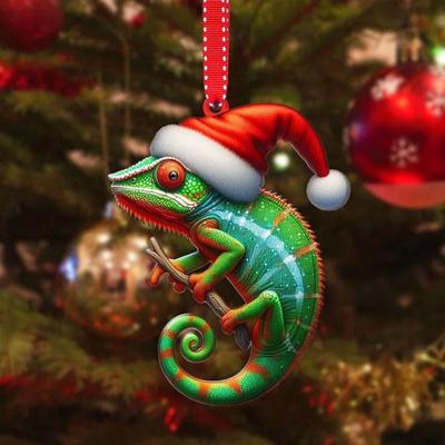 2D Christmas Squirrel Pendant Cartoon Decorative Acrylic Flat Pendant Xmas Dolphin Pendant Hedgehog/Sheep Animal Car Decoration