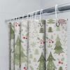 Christmas Themed Shower Curtain With Cute Green Trees Red Berries Snowflakes Festive Bathroom Decor Easy To Clean And Maintain