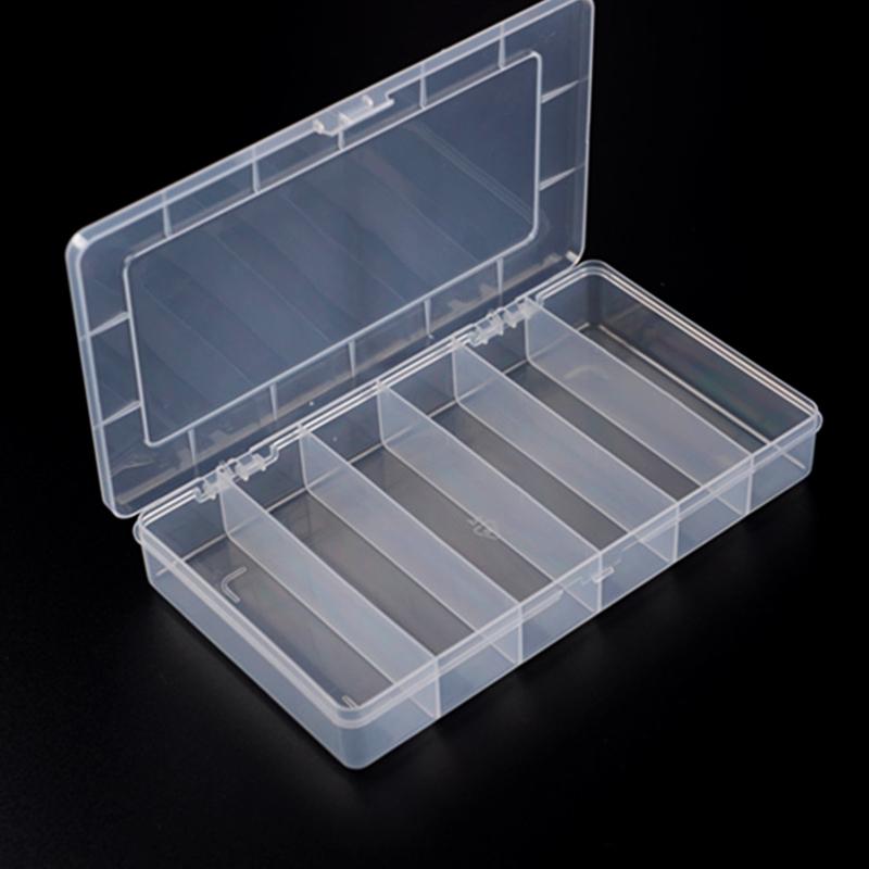6 Grids Plastic Organizer Box with Dividers Craft Organizer Plastic Jewelry Organizer Box Small Parts Container Box