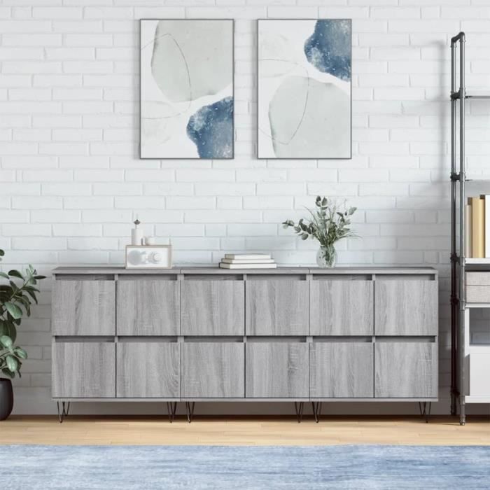VidaXL Buffets 3 Pcs Sonoma Grey Engineered Wood 3190203