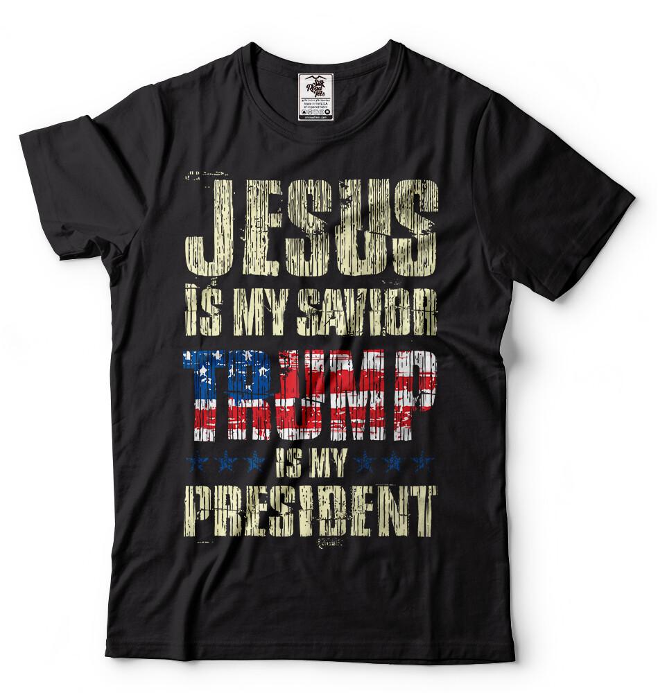 Jesus is my Savior Trump is my President USA Donald Trump 2024 Tee Shirt M