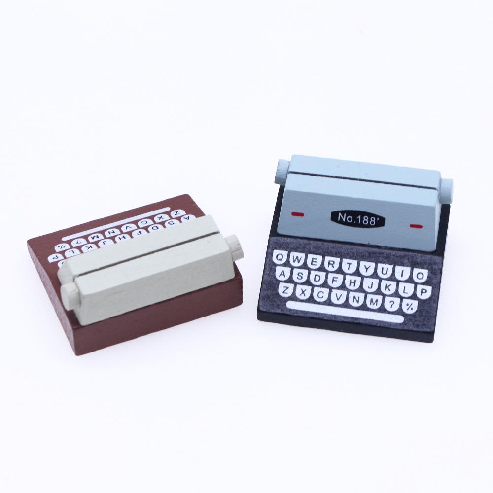 Wooden Miniature Retro Typewriter Dollhouse Furniture Ornament
