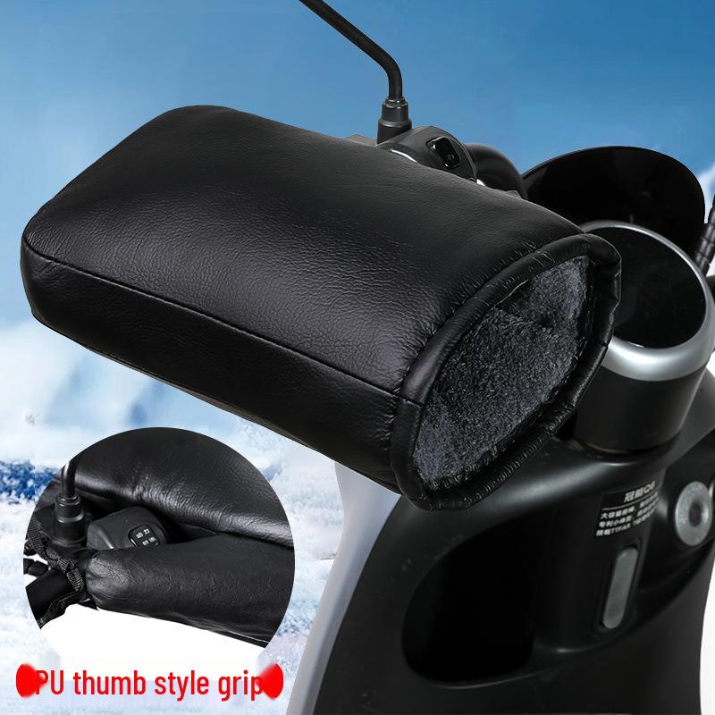 Winter Warm Waterproof Electric Vehicle Handlebar Cover Gloves - Cold-Proof, Windproof, Thickened Handguards for Motorcycles and Tricycles