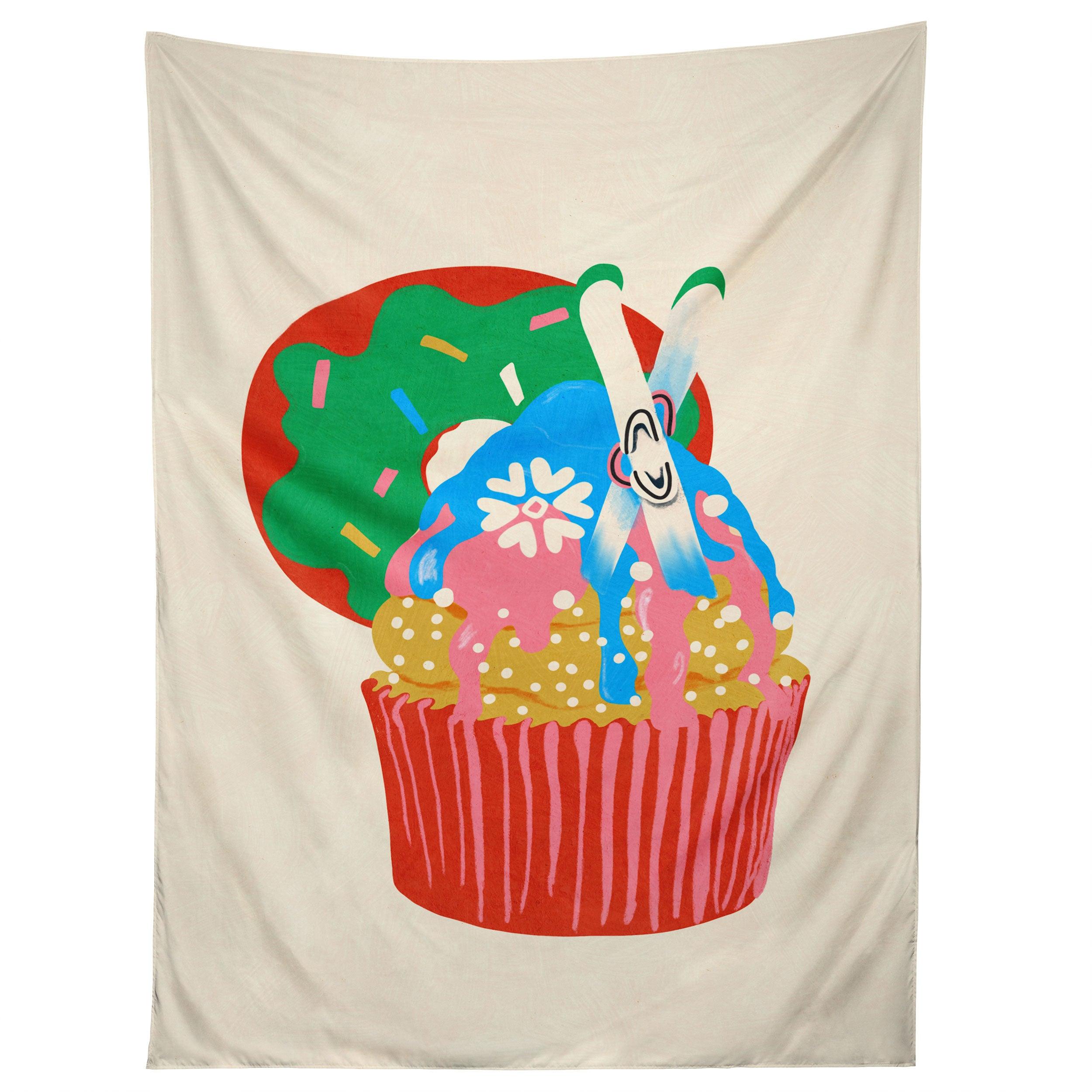 SKI CUPCAKE tapestry 75x100