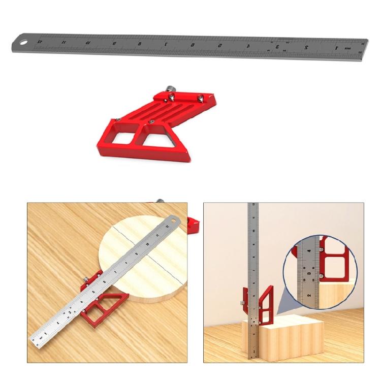 Woodworking Center Marking Tool Aluminum Alloy Square Angles Ruler 45/90° Ruler