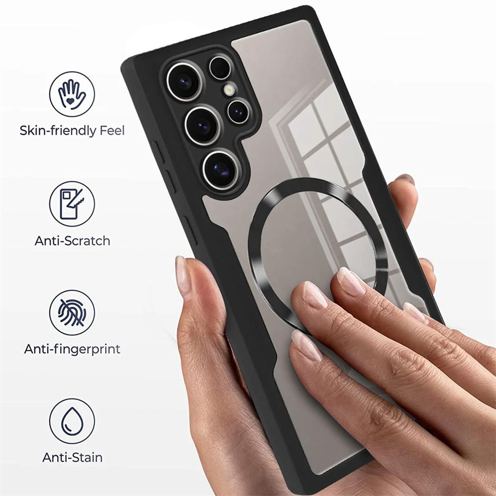 For Magsafe 360 Full Body Front Back Clear Phone Case For Samsung Galaxy S25 S24 S23 S22 Ultra Plus S21 FE Magnetic Cover