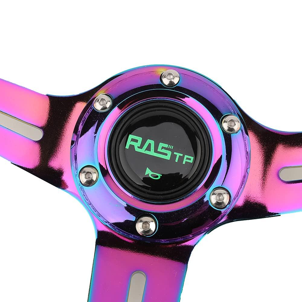 ZS Steering Neo Deep Crystal Clear Wheel, 340mm, Chrome, 6-Hole, Dish, Bubble, (Rainbow)