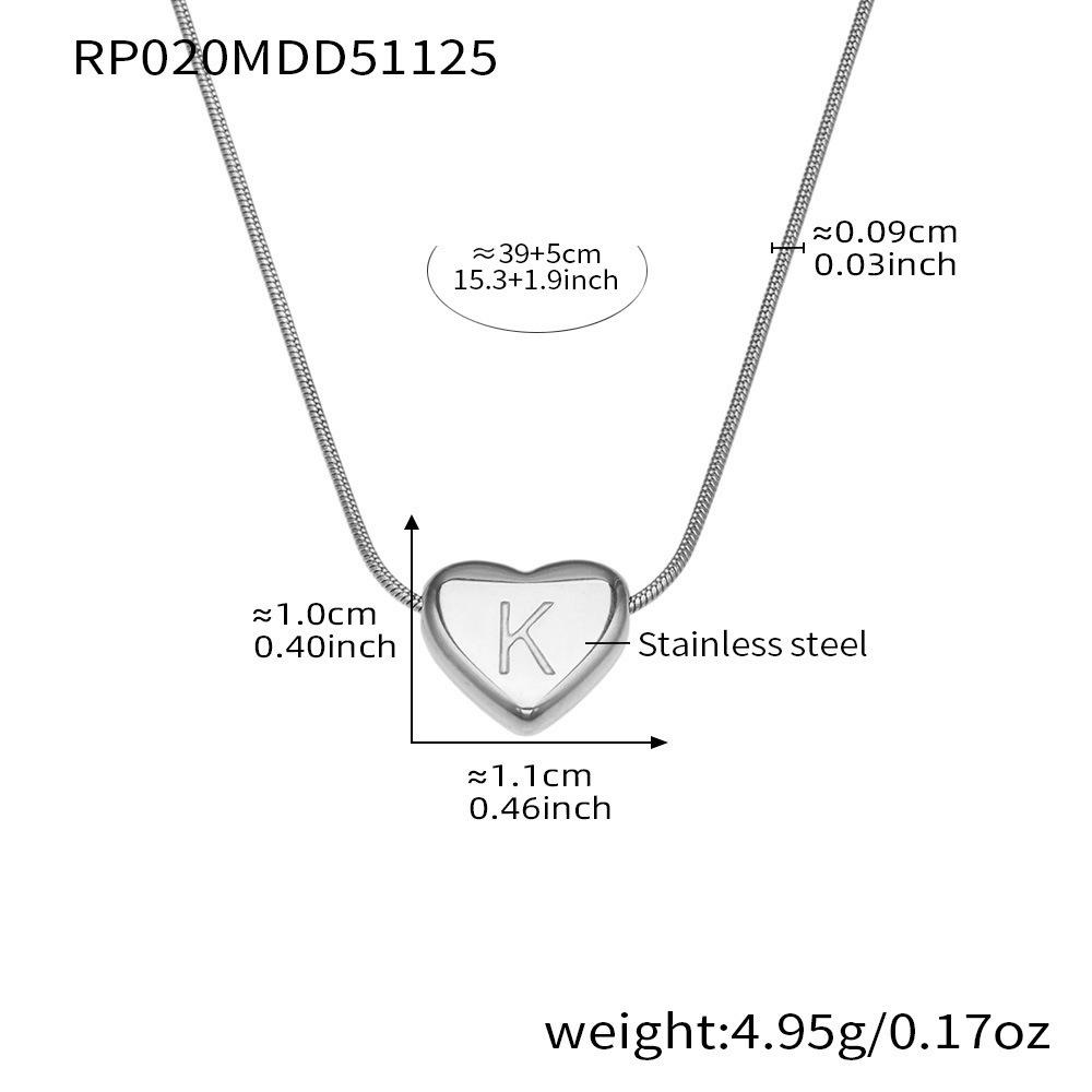 18K Gold-Plated Heart Pendant Necklace with Alphabet Charm