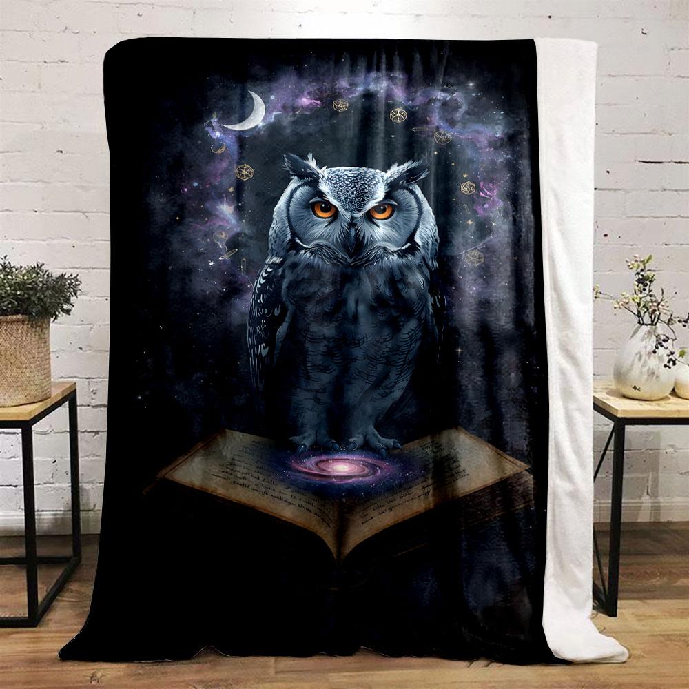 Mystical Owl with Cosmic Book print blanket soft and cozy perfect for the living room bed sofa or a nap,gift