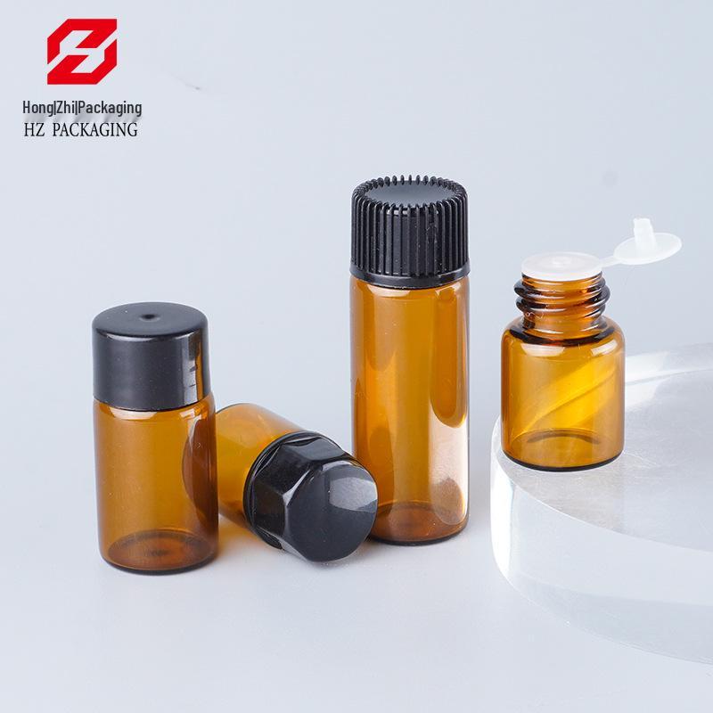 Amber Sample Bottles with Screw Caps, 1mL To 5mL - Essential Oil Decanting and Trial Size Glass Containers