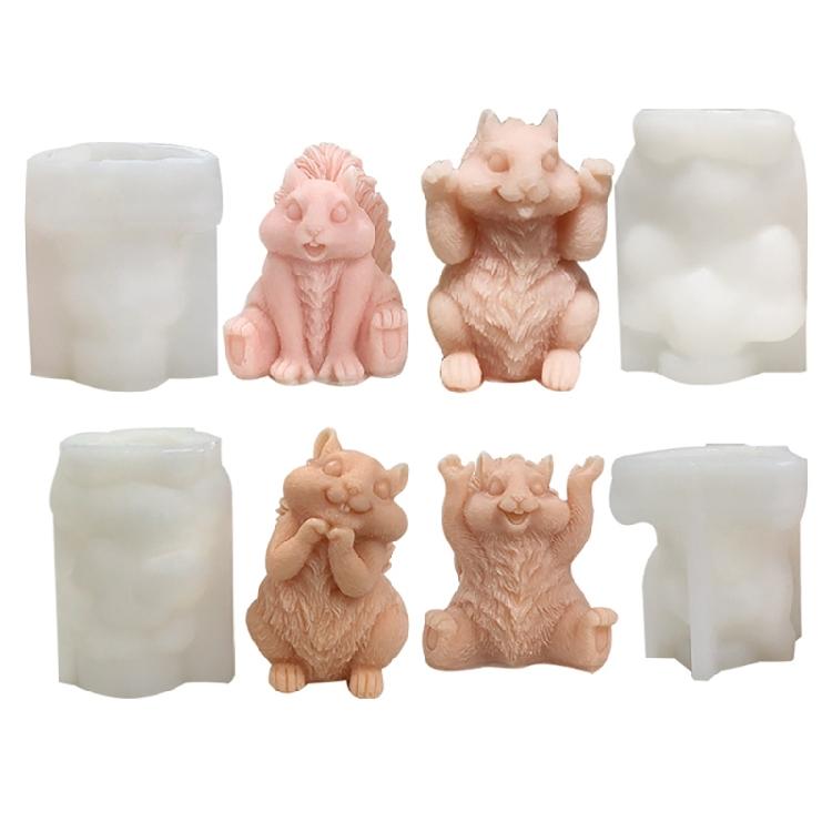 Easy to Clean Silicone Candle Molds Fondant Moulds Squirrel Shape Resin Project Moulds Silicone Texture for Candle