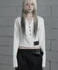 Etre Au Sommet Back Diagonal Eyelet Collarless Crop Jacket (White)
