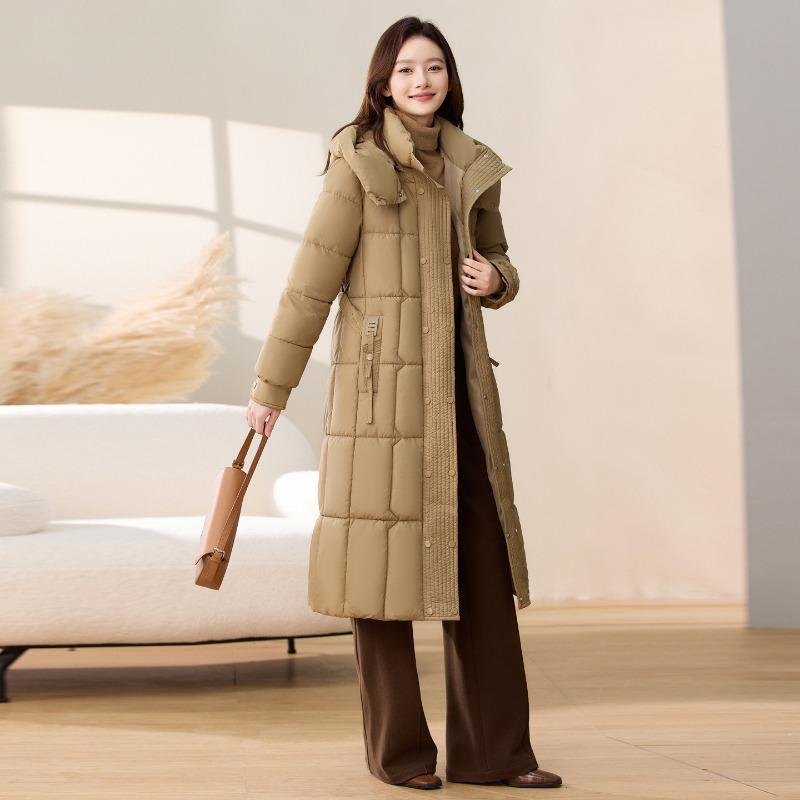 New Down Cotton Clothes Women's Long Loose and Long Over the Knee Thickened Hooded Winter Warm Jacket