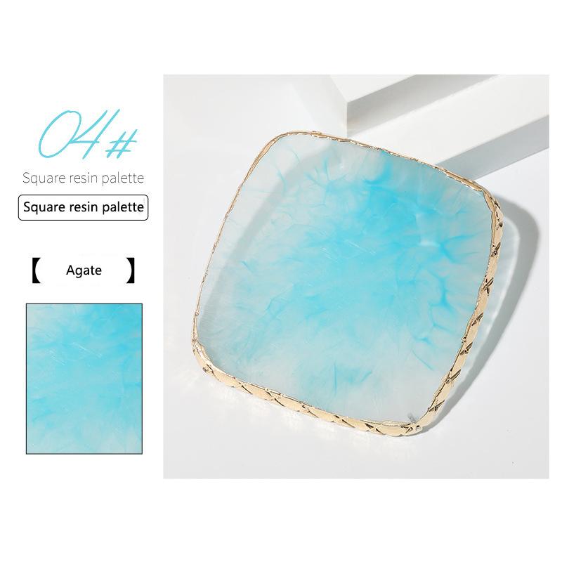 1pc Round/Square Painted Gel Polish Palette Natural Resin Onyx Display Board Holder Practice Nail Art DIY Tools
