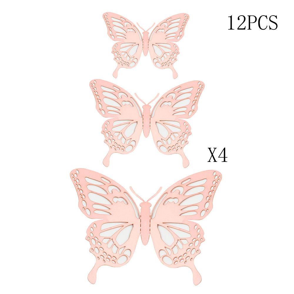 12Pcs Fashion 3D Hollow Butterfly Creative Wall Sticker Gold Butterfly Decorations for Butterfly Birthday Paper Butterfly