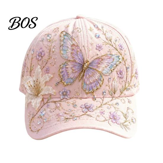 Cappello Estivo Cappellino da Baseball per Donna, Cappello con Ricamo Fiore Uccello, Leggero Traspirante Vestibilità Regolabile Giardinaggio Sole Primavera Esterno