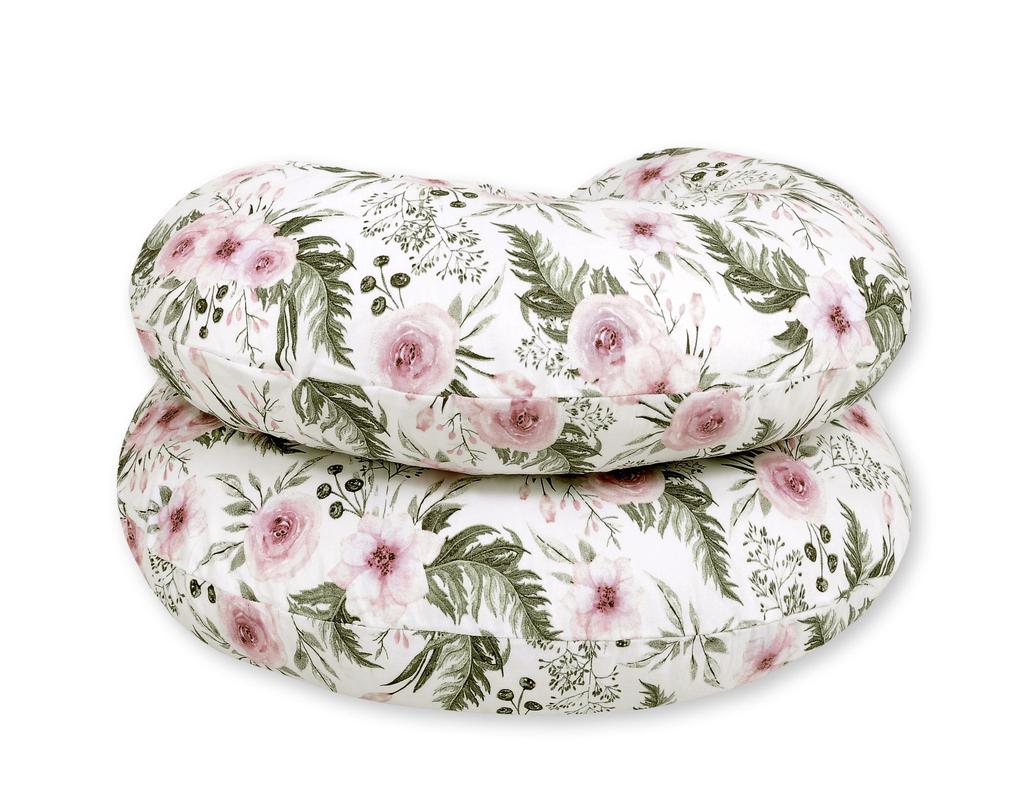 Pregnancy pillow type C removable cover pillow for pregnant women, for breastfeeding - pink peonies