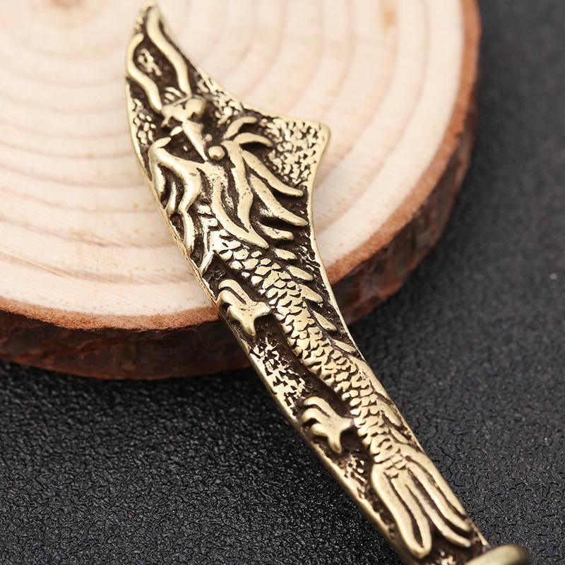 Antique Bronze Dragon Tachi Keychain Pendant