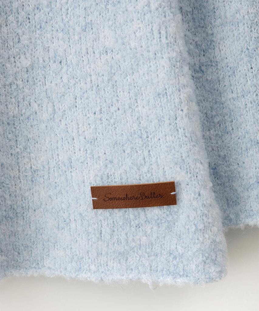Sseomweeobeoteo Boucle Long Sleeve Knit - Light Blue